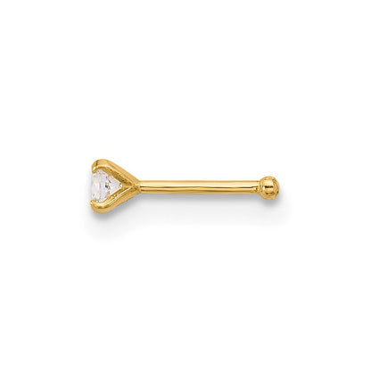 14K Gelbgold Poliert 2.5mm Zirkonia Nasen Ohrstecker