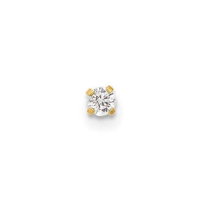 14K Gelbgold Poliert 2.5mm Zirkonia Nasen Ohrstecker