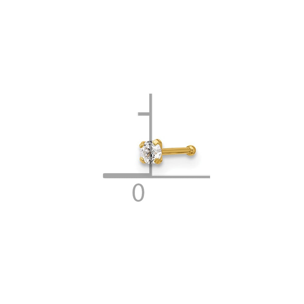 14K Gelbgold Poliert 2.5mm Zirkonia Nasen Ohrstecker