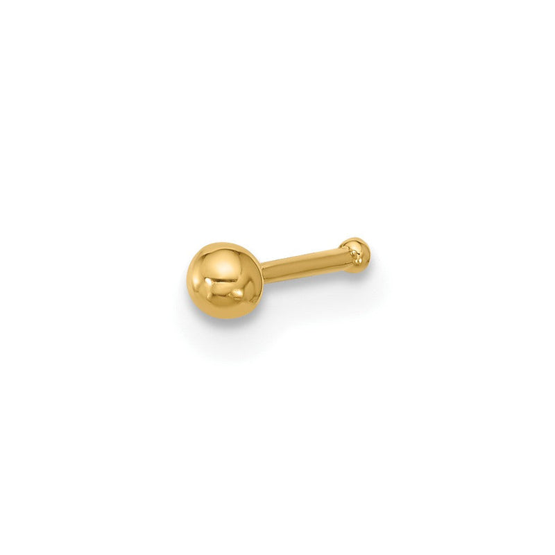 14K Gelbgold Poliert 2.5mm Kugel Nasen Ohrstecker