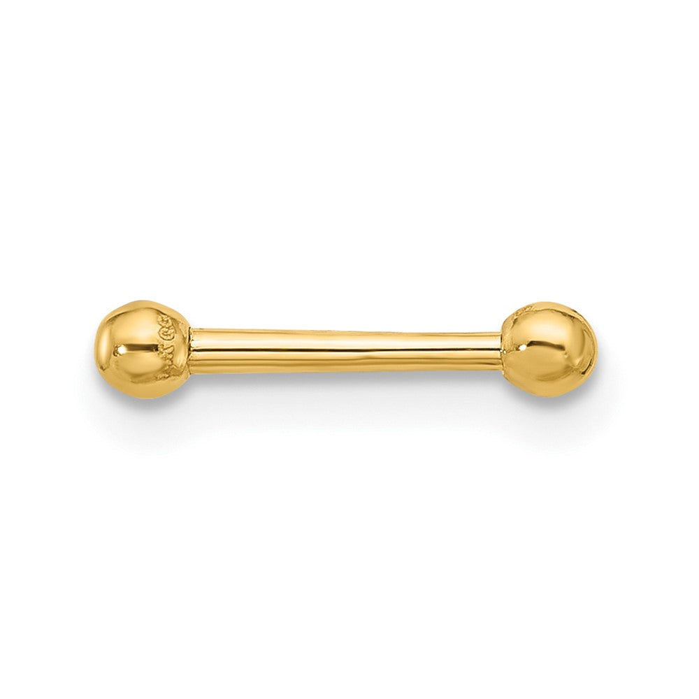 14K Gelbgold Poliert 2.5mm Kugel Stab Labret Ohrstecker