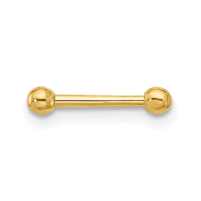 14K Gelbgold Poliert 2.5mm Kugel Stab Labret Ohrstecker