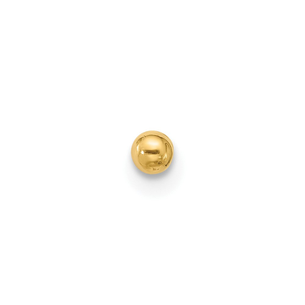 14K Gelbgold Poliert 2.5mm Kugel Stab Labret Ohrstecker
