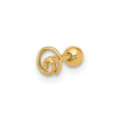 14K Gelbgold Poliert Wirbel Cartilage Ohrstecker
