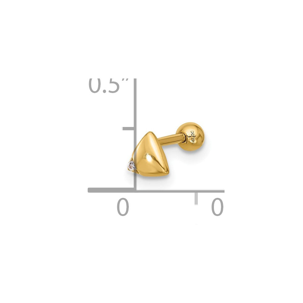 14K Gelbgold Poliert Zirkonia Dreieck Cartilage Ohrstecker