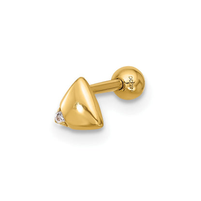 14K Gelbgold Poliert Zirkonia Dreieck Cartilage Ohrstecker