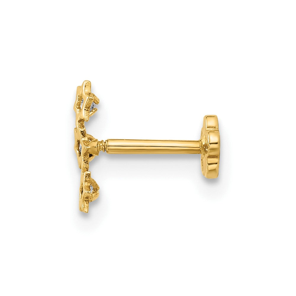 14K Gelbgold Zirkonia Sterne Schraubverschluss Cartilage Body Schmuck
