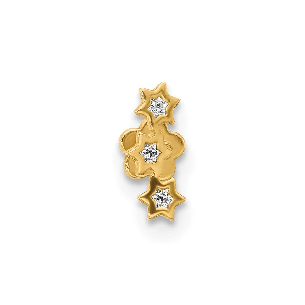 14K Gelbgold Zirkonia Sterne Schraubverschluss Cartilage Body Schmuck
