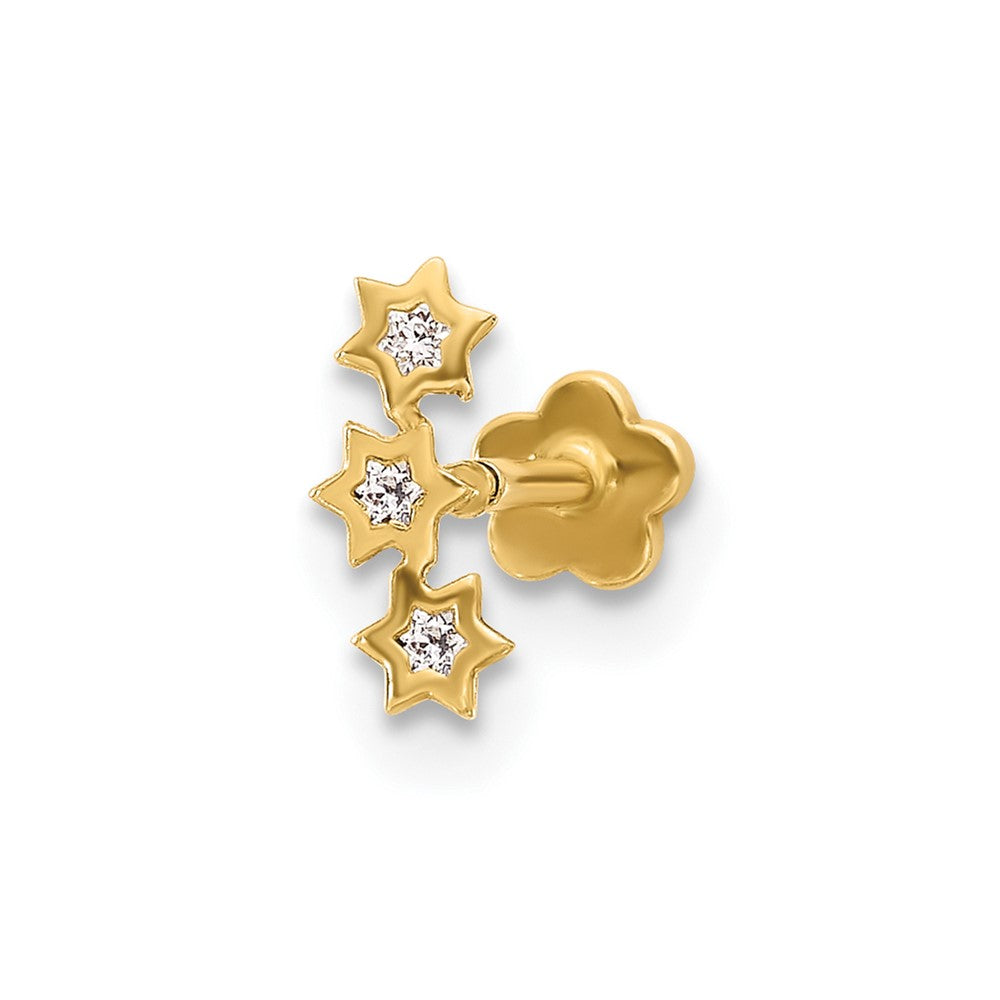 14K Gelbgold Zirkonia Sterne Schraubverschluss Cartilage Body Schmuck