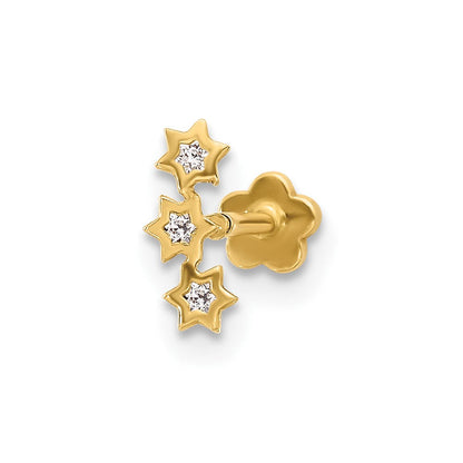 14K Gelbgold Zirkonia Sterne Schraubverschluss Cartilage Body Schmuck