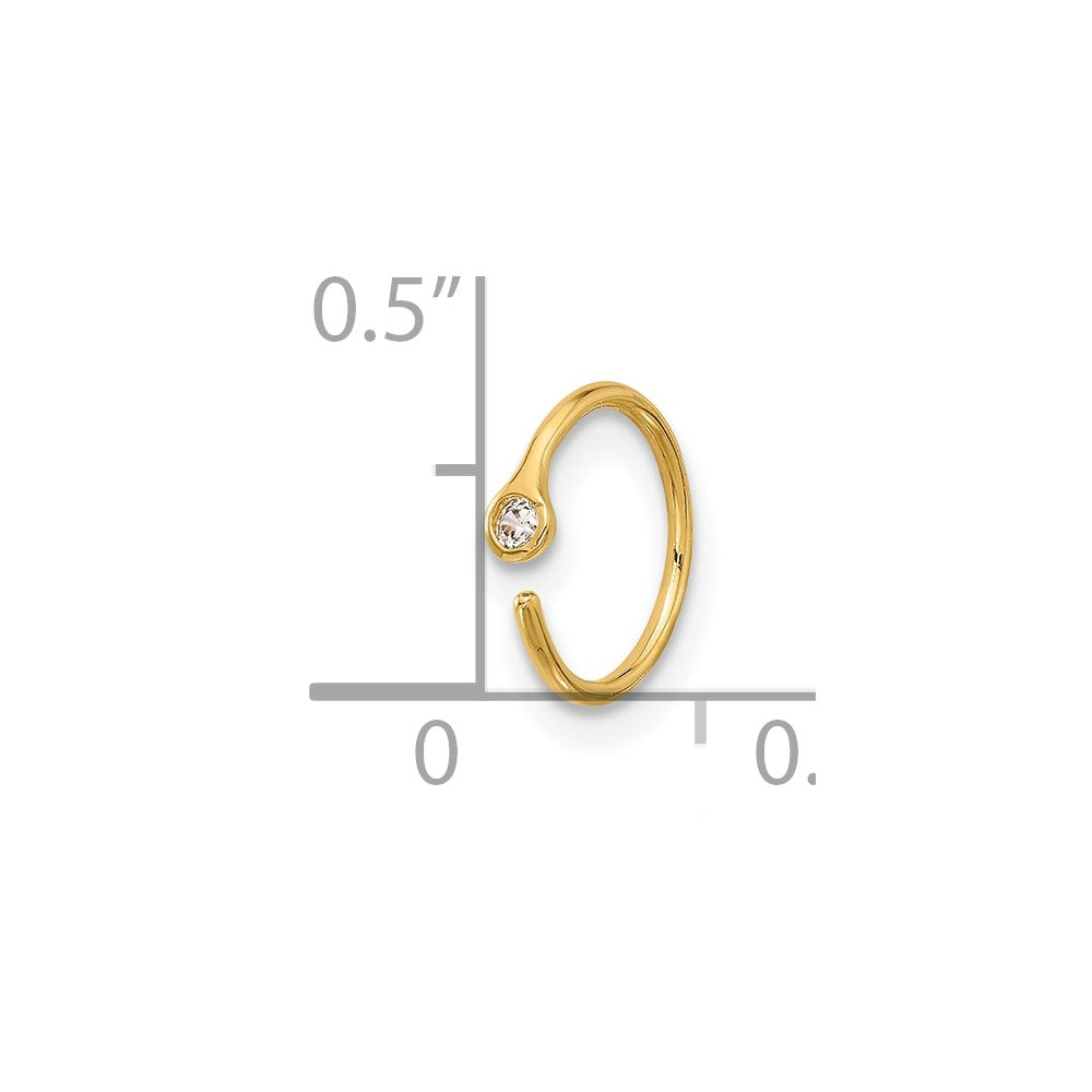 14K Gelbgold Poliert Zirkonia Nasen Ring