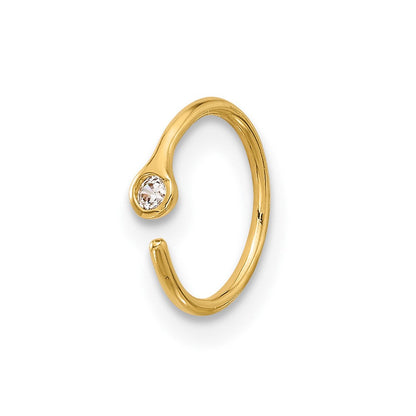 14K Gelbgold Poliert Zirkonia Nasen Ring