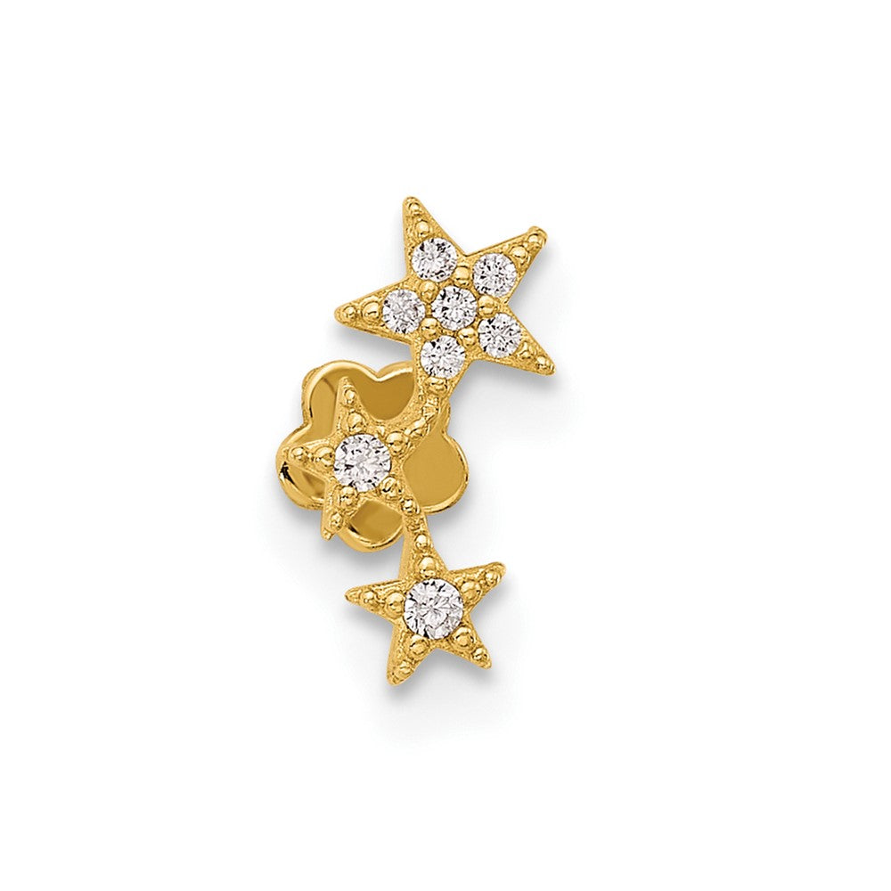 14K Gelbgold Poliert Zirkonia Sterne Cartilage Body Schmuck