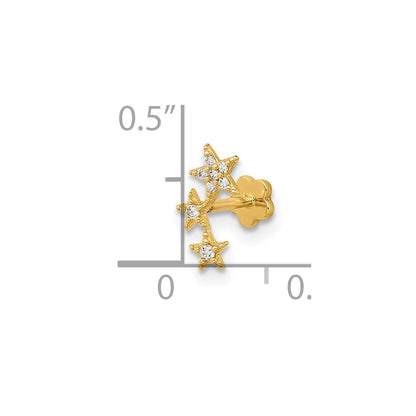 14K Gelbgold Poliert Zirkonia Sterne Cartilage Body Schmuck
