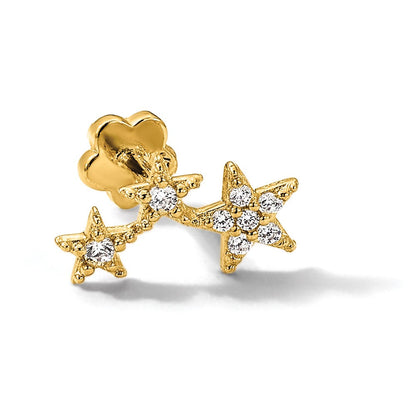 14K Gelbgold Poliert Zirkonia Sterne Cartilage Body Schmuck