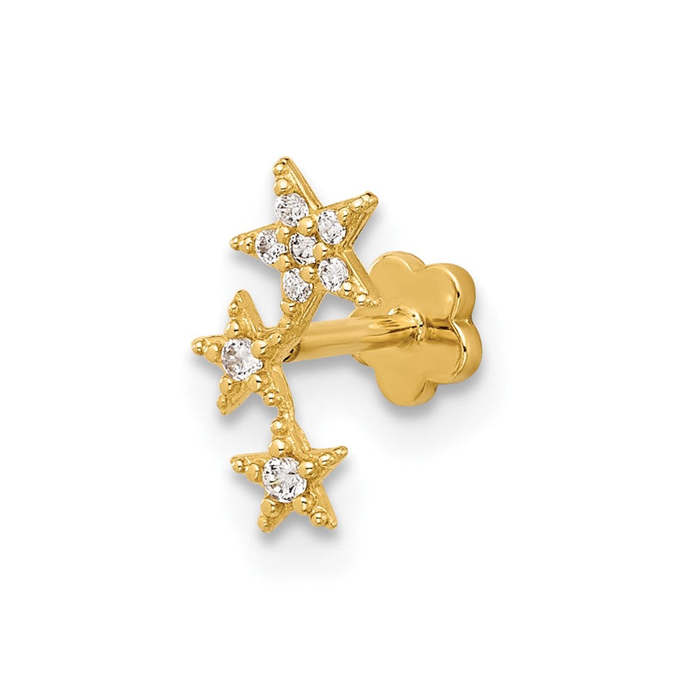 14K Gelbgold Poliert Zirkonia Sterne Cartilage Body Schmuck
