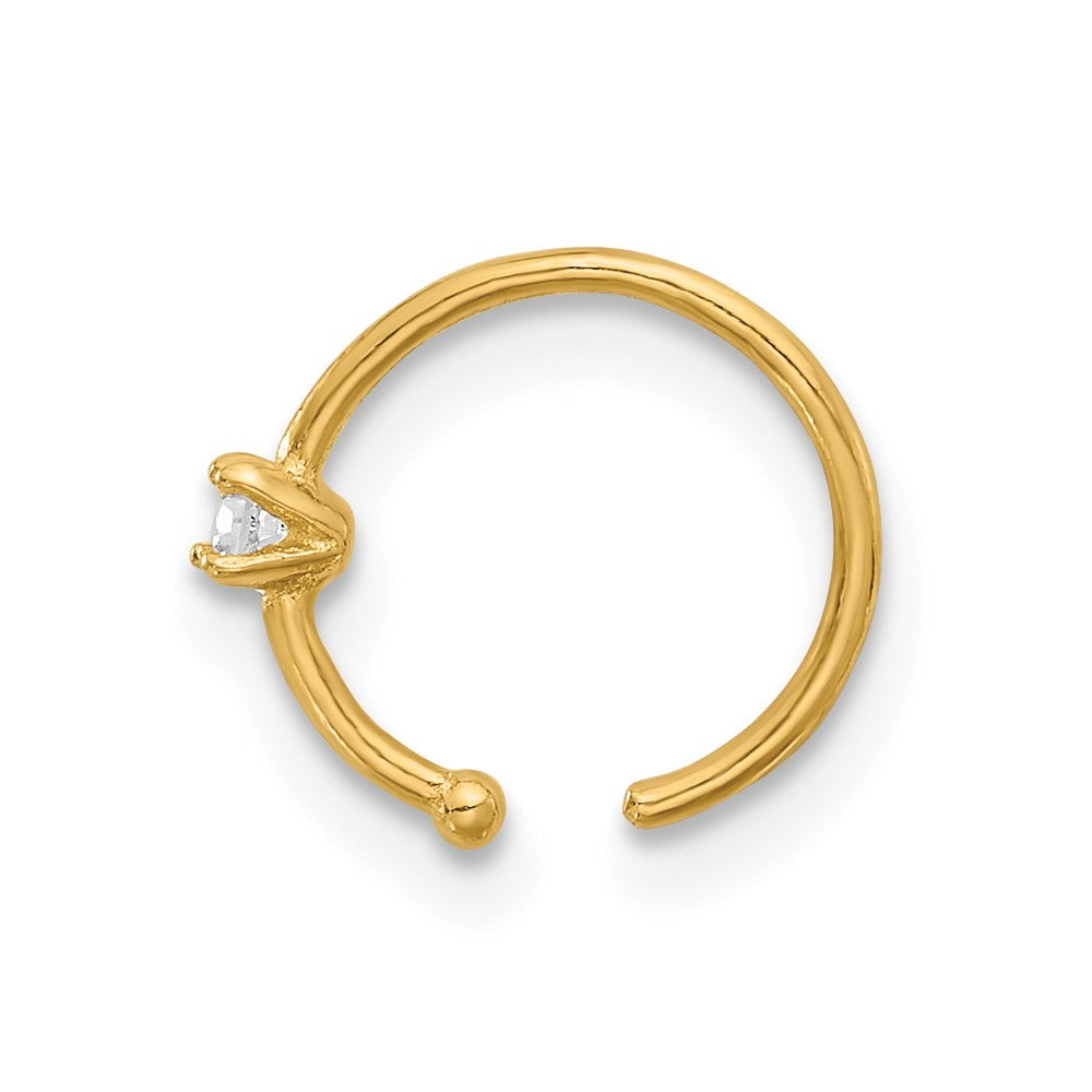 14K Gelbgold Poliert Zirkonia Nasen Ring