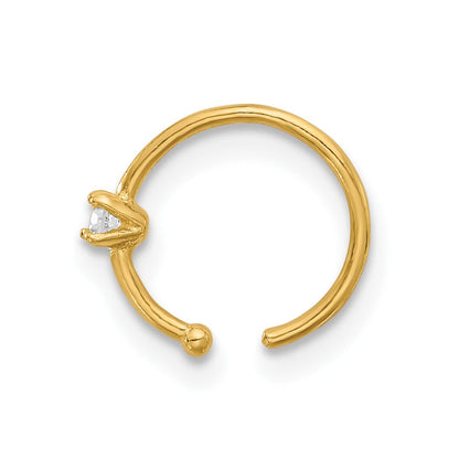 14K Gelbgold Poliert Zirkonia Nasen Ring