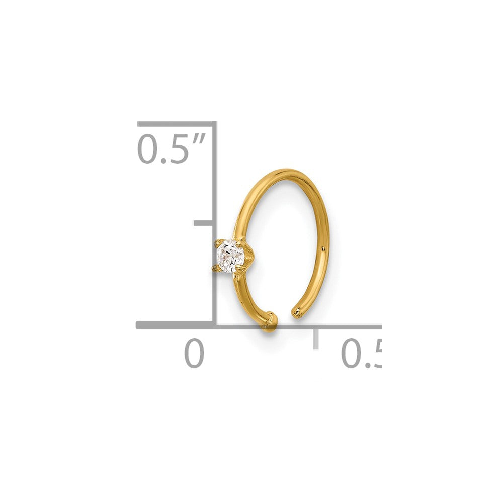 14K Gelbgold Poliert Zirkonia Nasen Ring