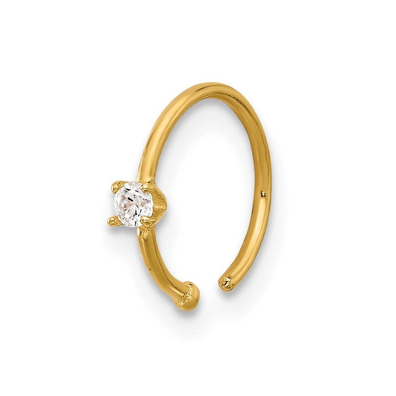 14K Gelbgold Poliert Zirkonia Nasen Ring