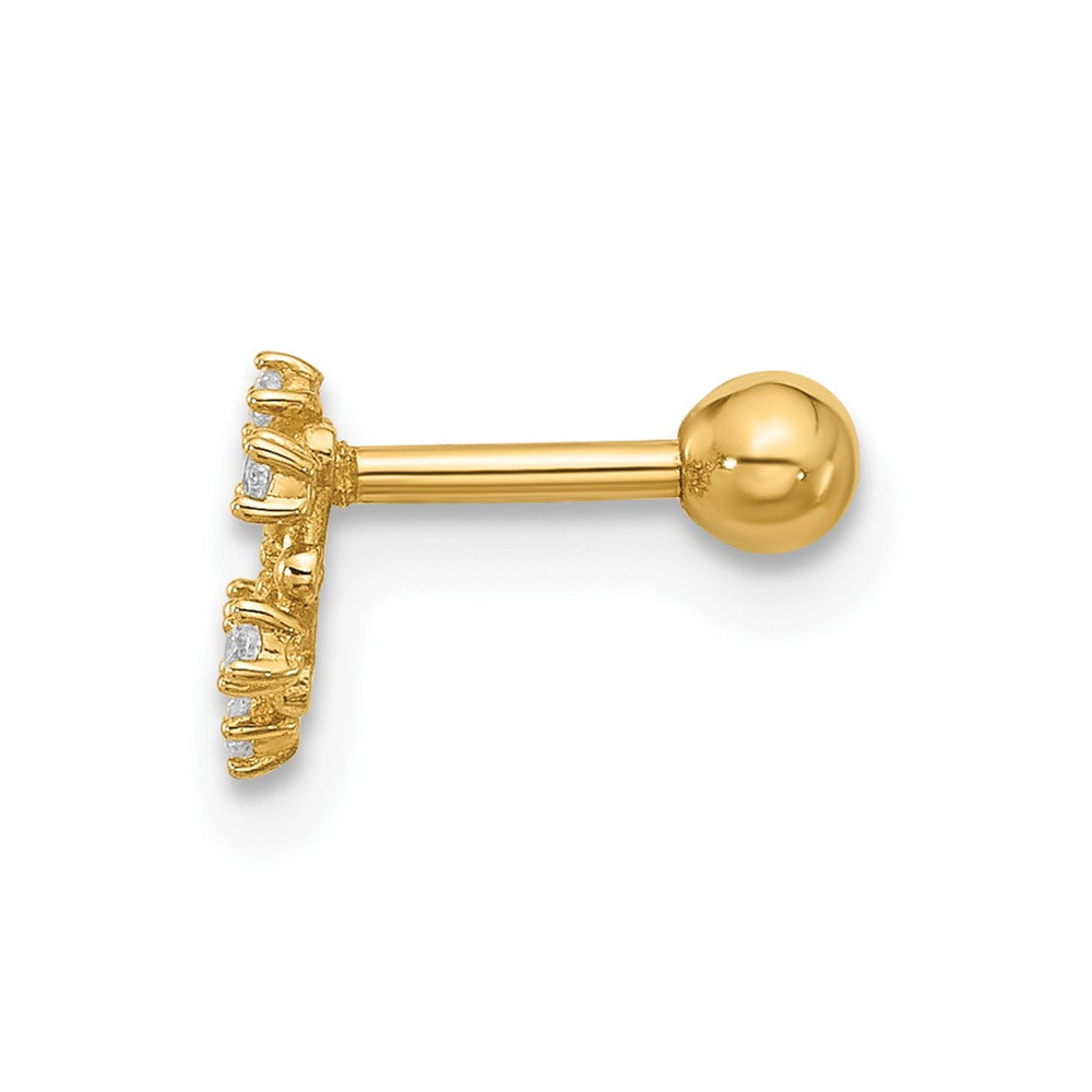 14K Gelbgold Poliert Zirkonia Schneeflocke Cartilage Ohrstecker