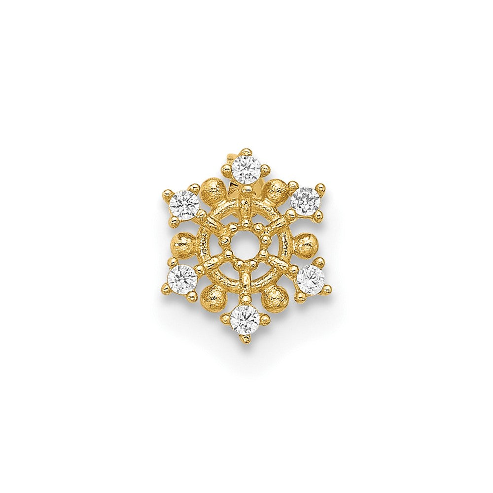 14K Gelbgold Poliert Zirkonia Schneeflocke Cartilage Ohrstecker