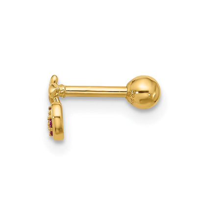 14K Gelbgold Poliert Zirkonia Cherry Cartilage Ohrstecker