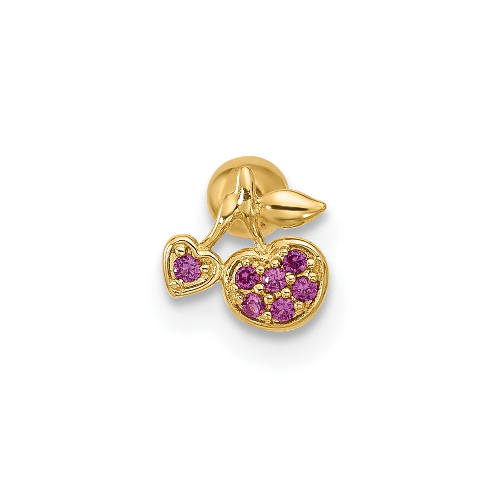 14K Gelbgold Poliert Zirkonia Cherry Cartilage Ohrstecker