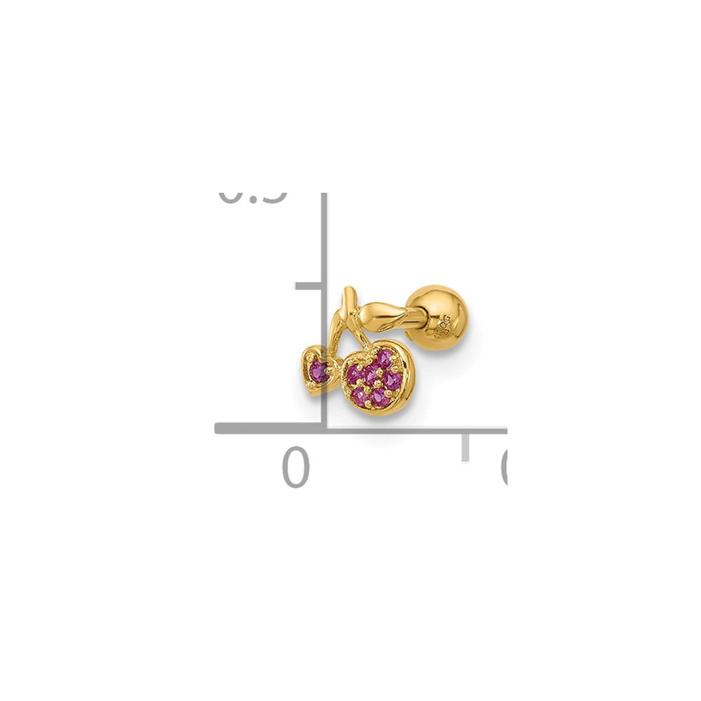 14K Gelbgold Poliert Zirkonia Cherry Cartilage Ohrstecker
