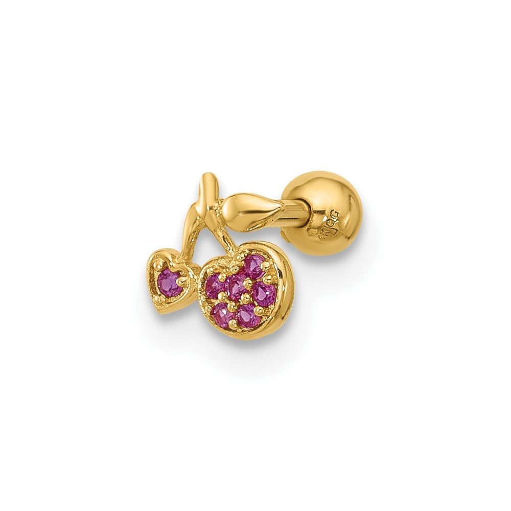 14K Gelbgold Poliert Zirkonia Cherry Cartilage Ohrstecker