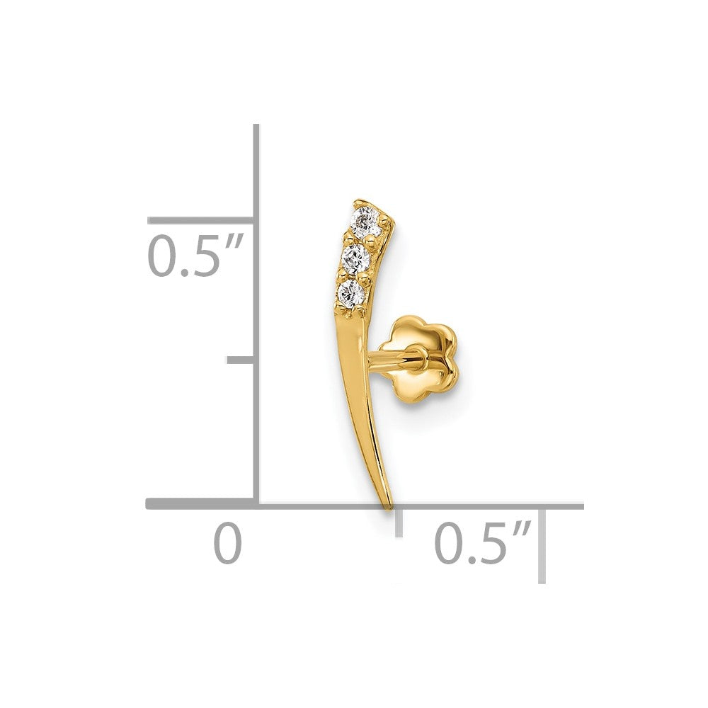 14K Gelbgold Poliert Zirkonia Cartilage Body Schmuck