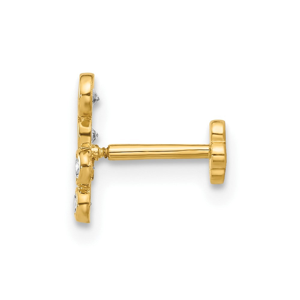 14K Gelbgold Poliert Zirkonia Cartilage Body Schmuck