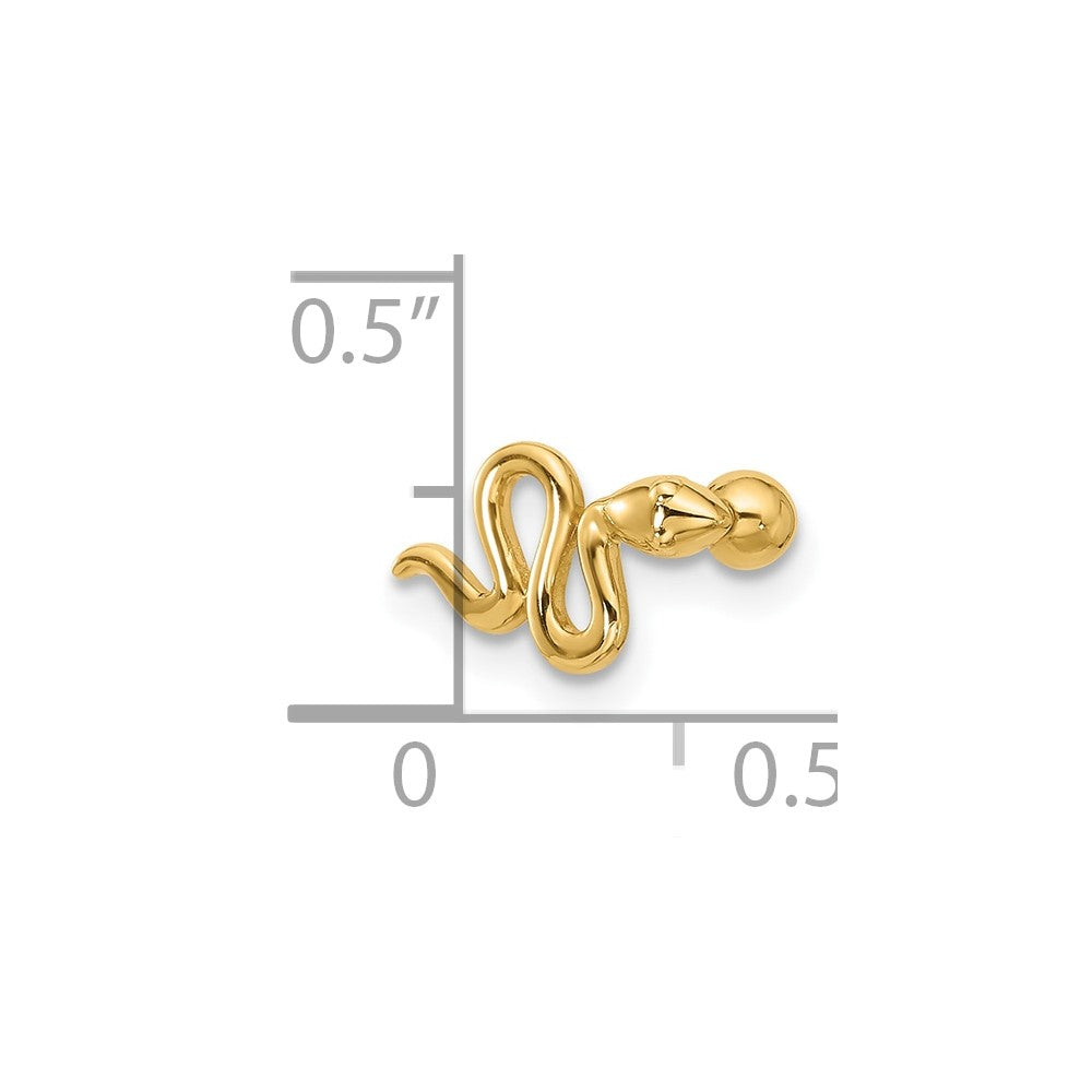 14K Gelbgold Poliert Schlange Cartilage Ohrstecker