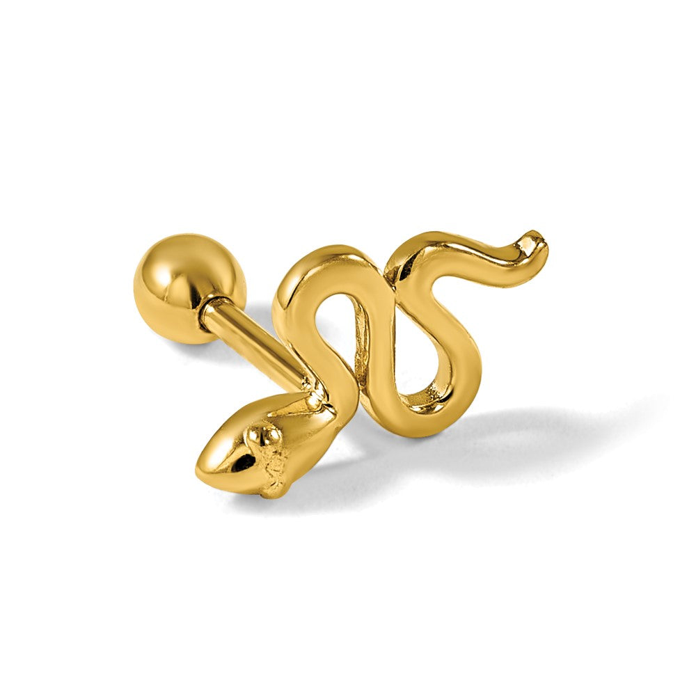 14K Gelbgold Poliert Schlange Cartilage Ohrstecker