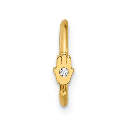 14K Gelbgold Poliert Zirkonia Hamsa Nasen Ring