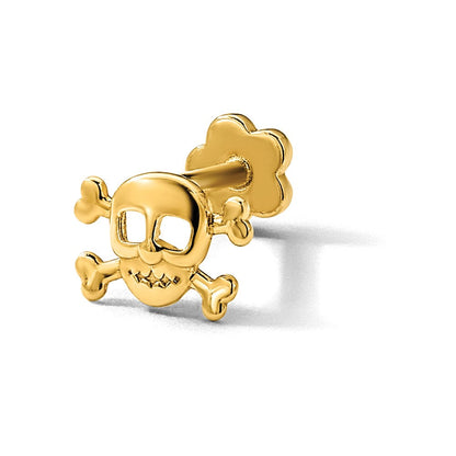 14K Gelbgold Totenkopf und Crossbones Schraubverschluss Cartilage Body Schmuck