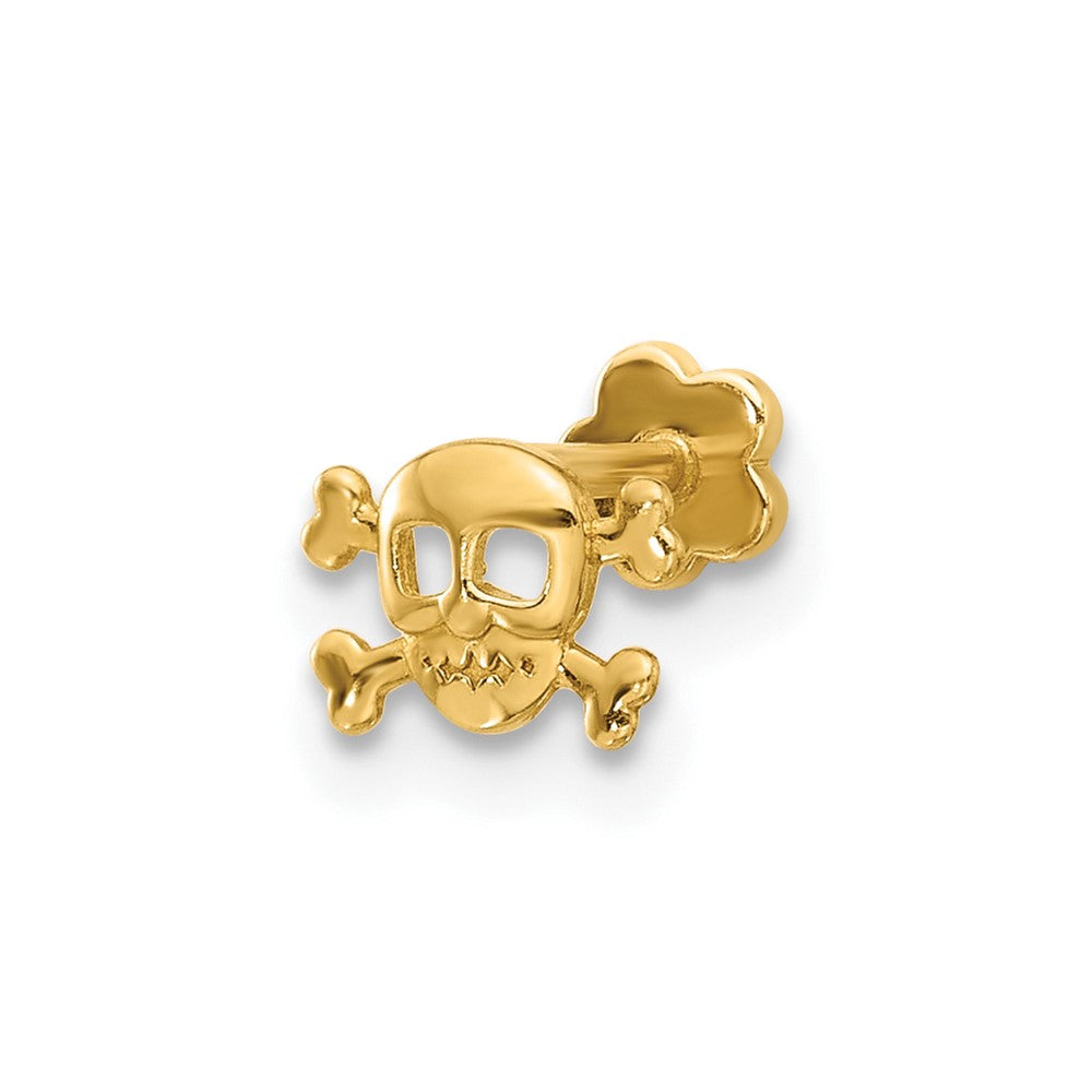 14K Gelbgold Totenkopf und Crossbones Schraubverschluss Cartilage Body Schmuck