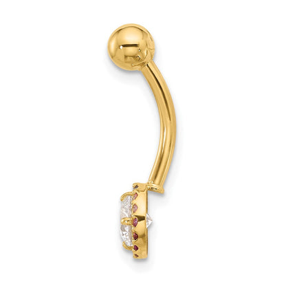 14K Gelbgold Poliert Regenbogen Zirkonia Belly / Navel Ring