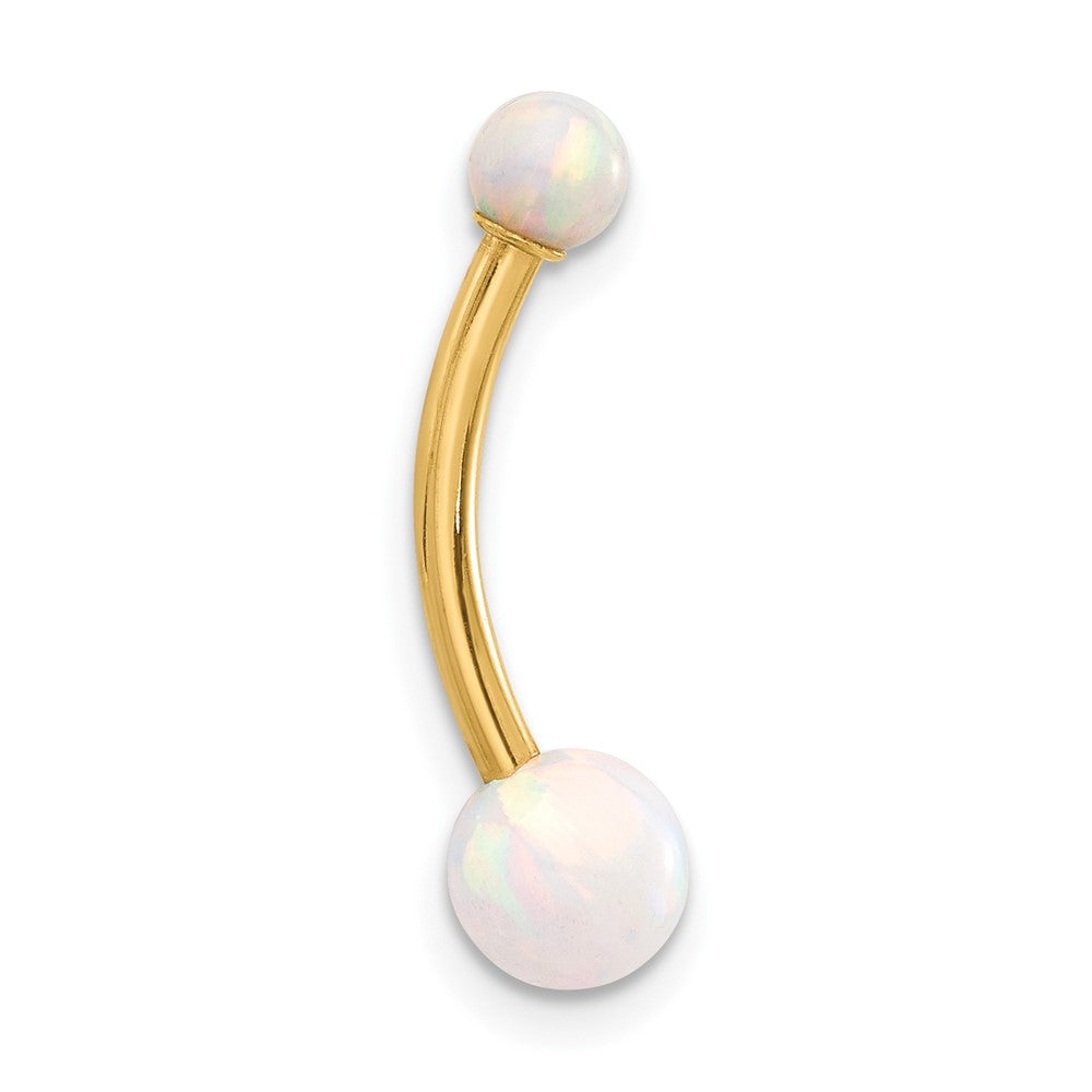 14K Gelbgold Poliert Erzeugt Opal Navel/belly Ring