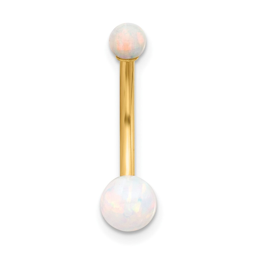 14K Gelbgold Poliert Erzeugt Opal Navel/belly Ring