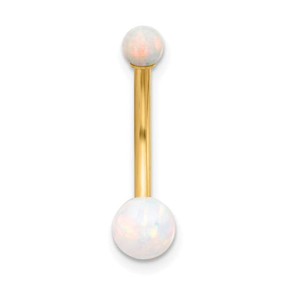 14K Gelbgold Poliert Erzeugt Opal Navel/belly Ring