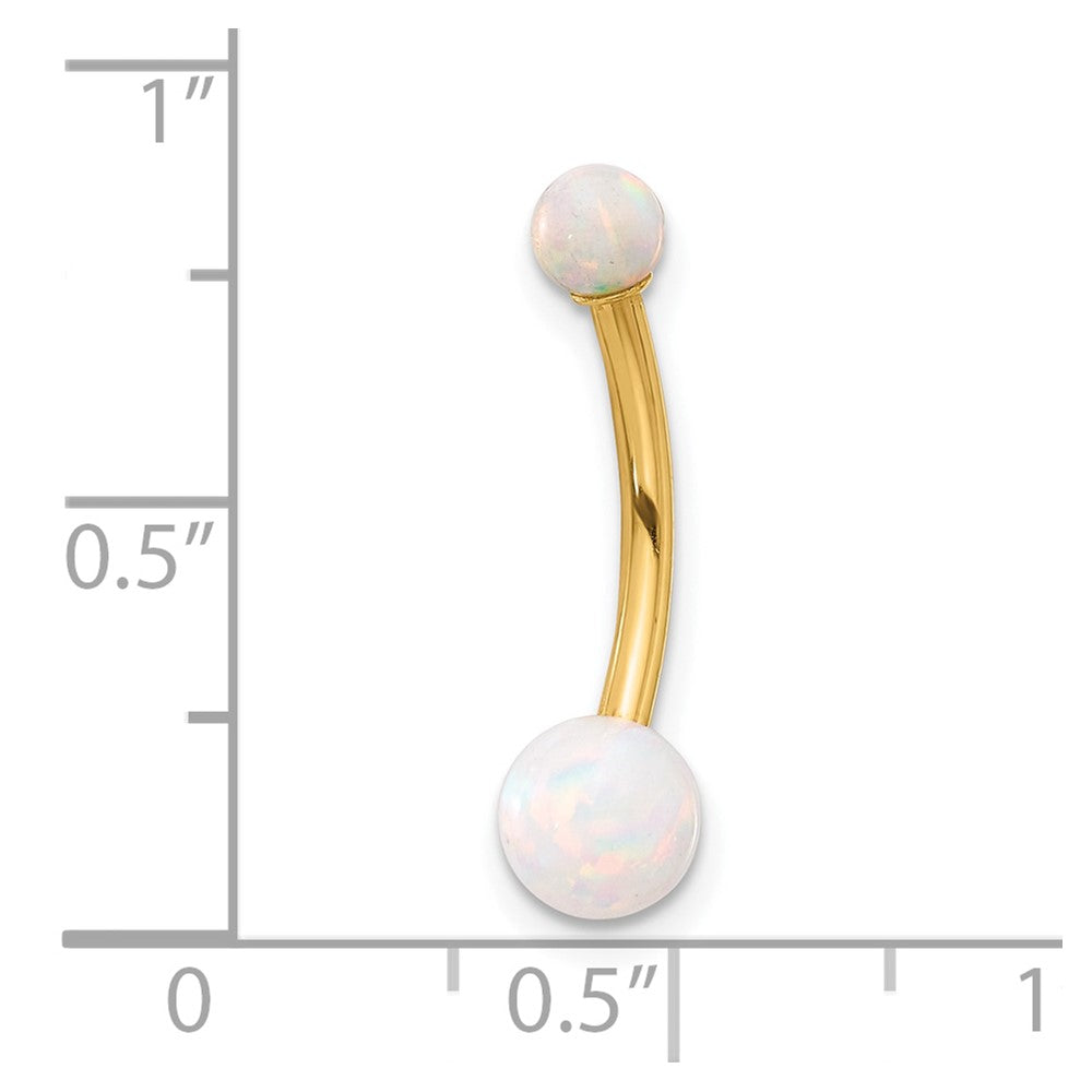 14K Gelbgold Poliert Erzeugt Opal Navel/belly Ring