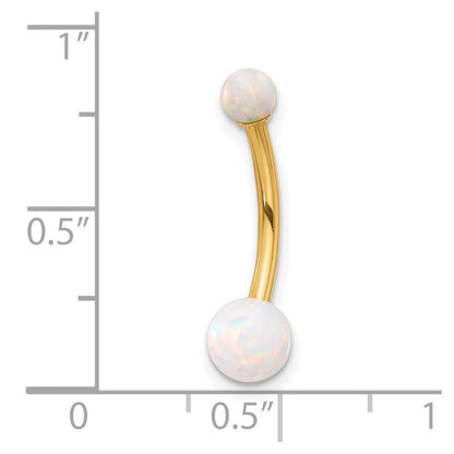 14K Gelbgold Poliert Erzeugt Opal Navel/belly Ring