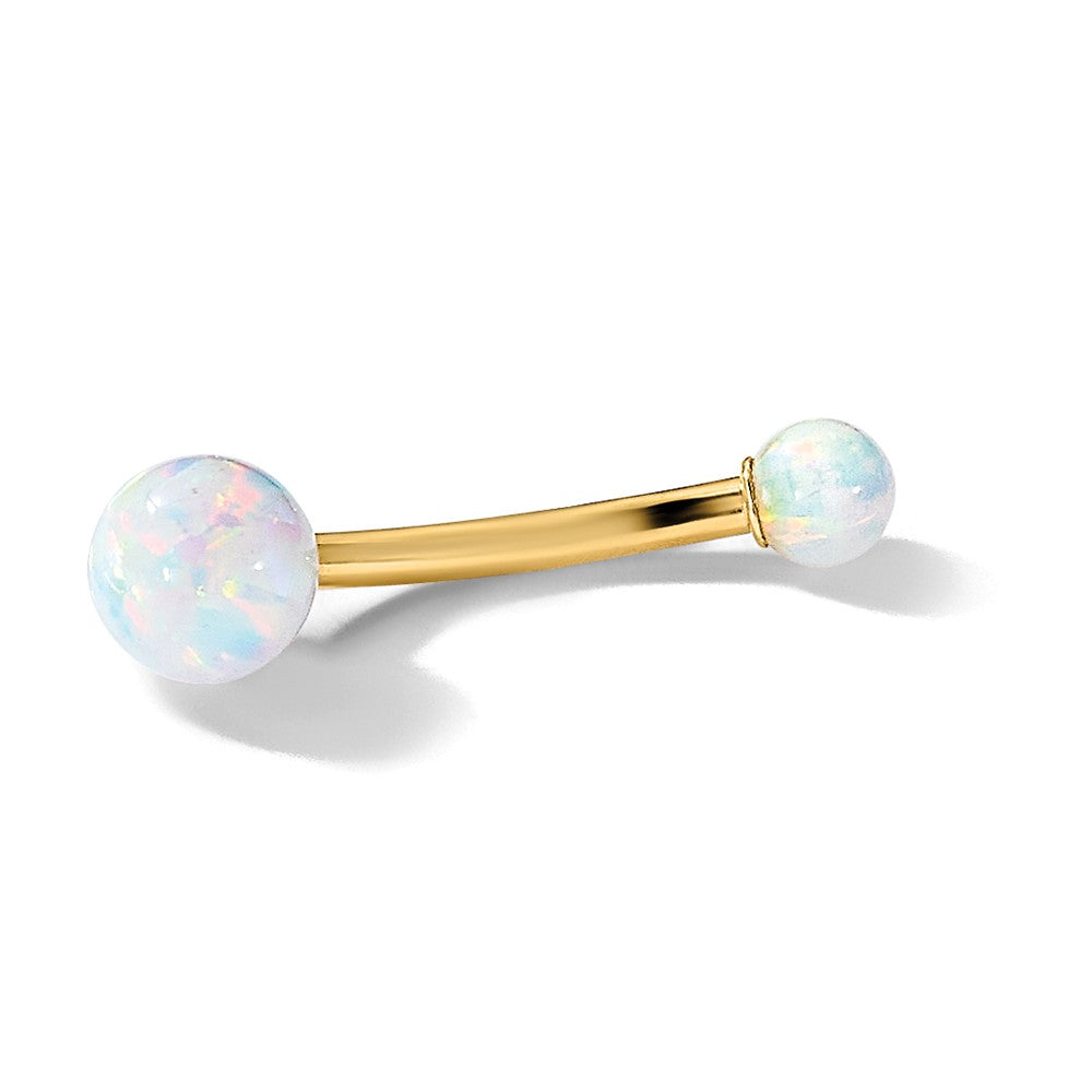 14K Gelbgold Poliert Erzeugt Opal Navel/belly Ring