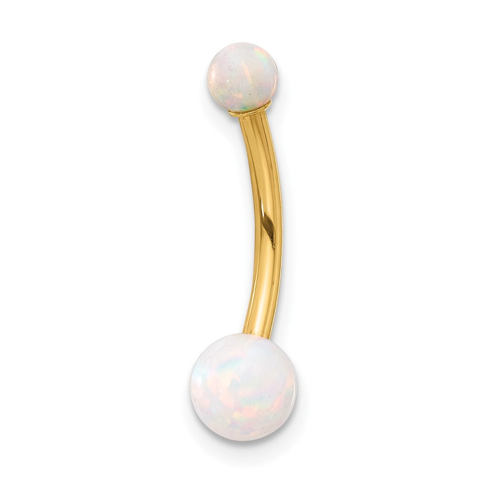 14K Gelbgold Poliert Erzeugt Opal Navel/belly Ring
