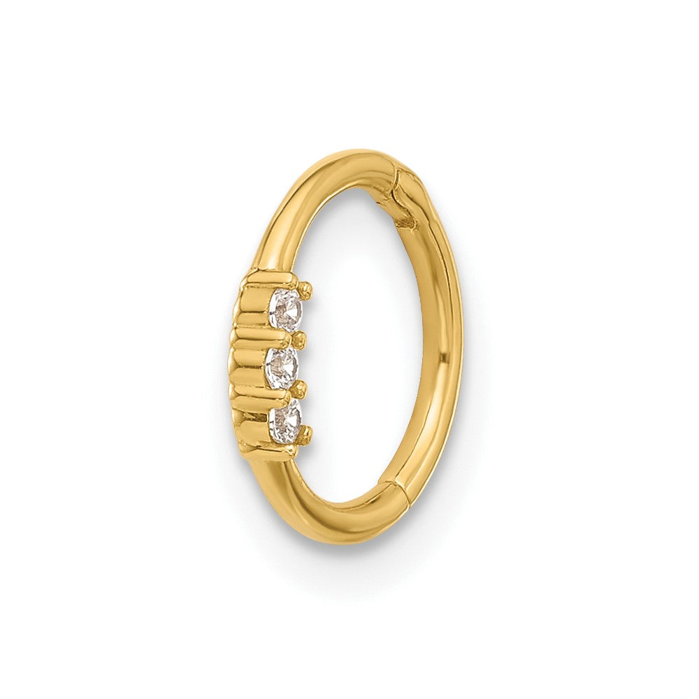 14K Gelbgold Poliert Zirkonia Klappbar Cartilage Ring