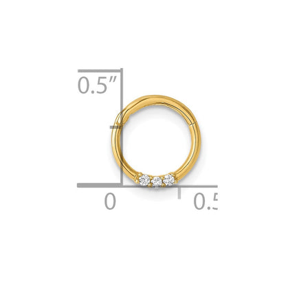 14K Gelbgold Poliert Zirkonia Klappbar Cartilage Ring