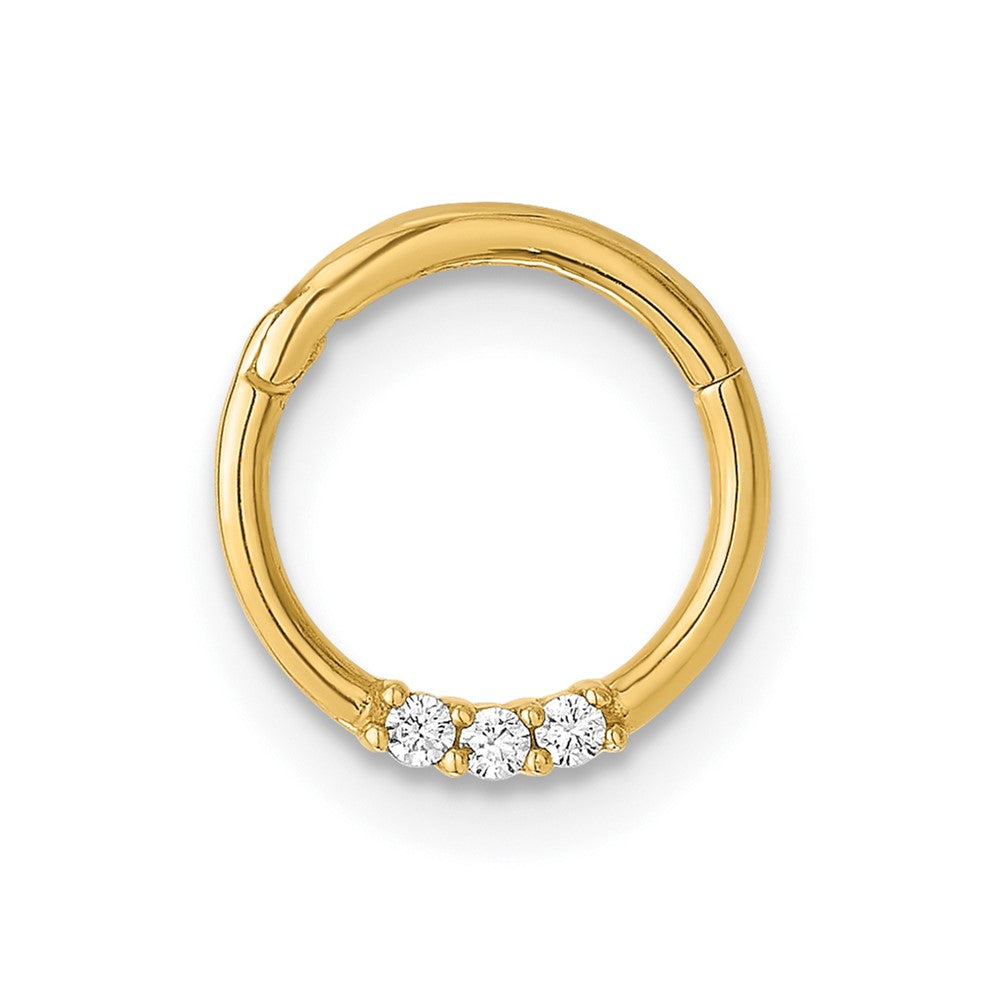 14K Gelbgold Poliert Zirkonia Klappbar Cartilage Ring