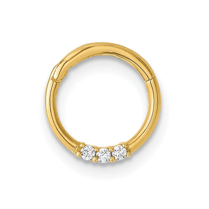 14K Gelbgold Poliert Zirkonia Klappbar Cartilage Ring