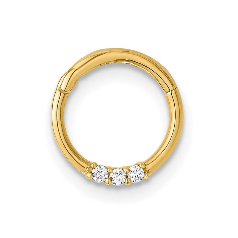14K Gelbgold Poliert Zirkonia Klappbar Cartilage Ring